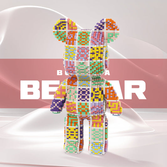 DAHONPA Ethnic Style Patchwork Bear Micro Building Blocks Set (7500 PCS) – DIY Retro Art Trendy Collectible Bear Figurine Toy for Kids & Adults DAHONPA