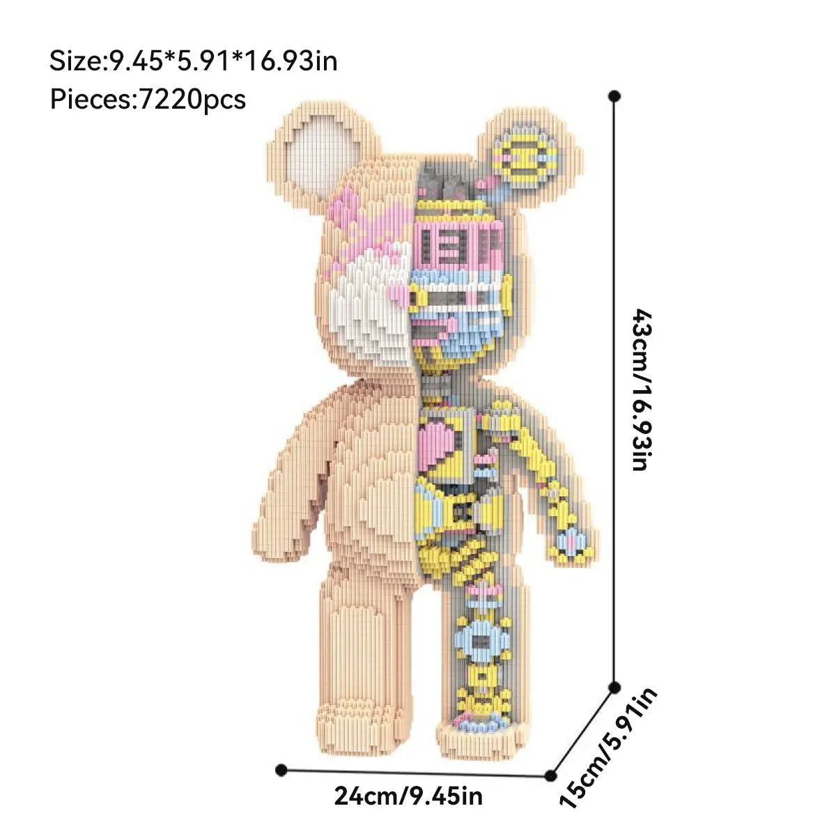 DAHONPA Animal Mechanical Dissection Bear Micro Building Blocks Set with Drawer(7220PCS), Personalized Decoration, Gift for Adults and Kids DAHONPA