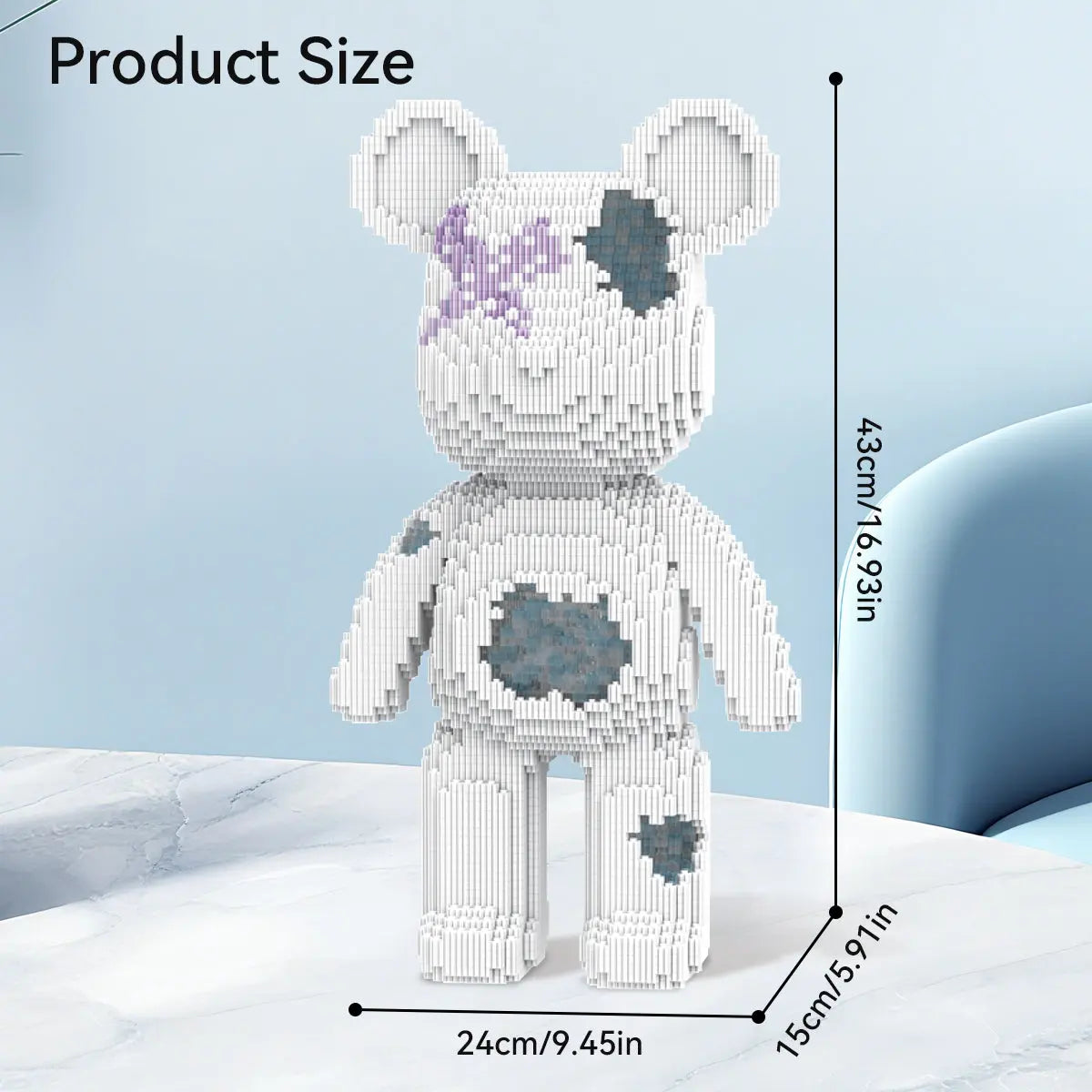 DAHONPA Ice Blue Hole Bear Micro Building Blocks Set (5100 PCS) – DIY Minimalist Trendy Collectible Figurine Toy for Kids & Adults DAHONPA