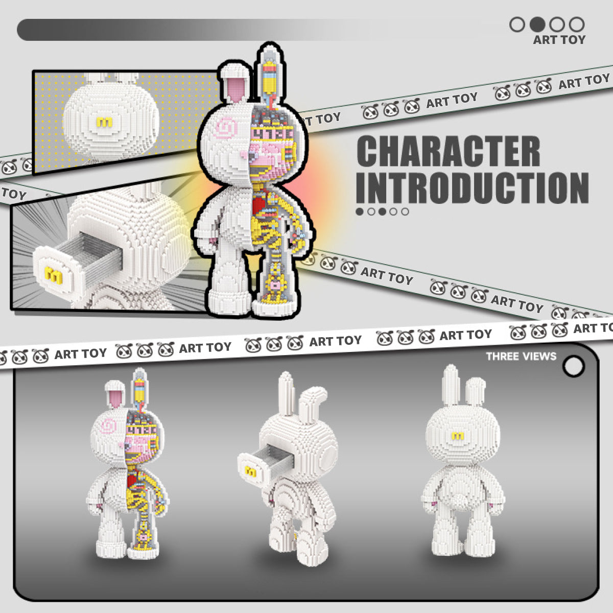 DAHONPA Animal Mechanical Dissection Rabbit Micro Building Blocks Set with Drawer(8000PCS), Personalized Decoration, Gift for Adults and Kids