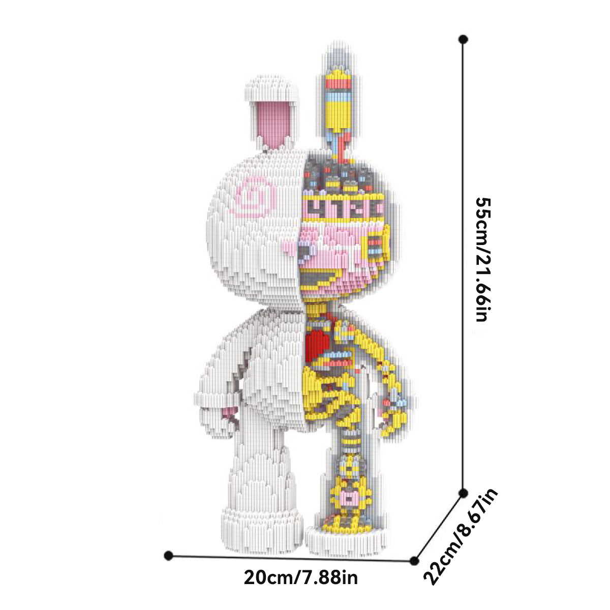 DAHONPA Animal Mechanical Dissection Rabbit Micro Building Blocks Set with Drawer(8000PCS), Personalized Decoration, Gift for Adults and Kids