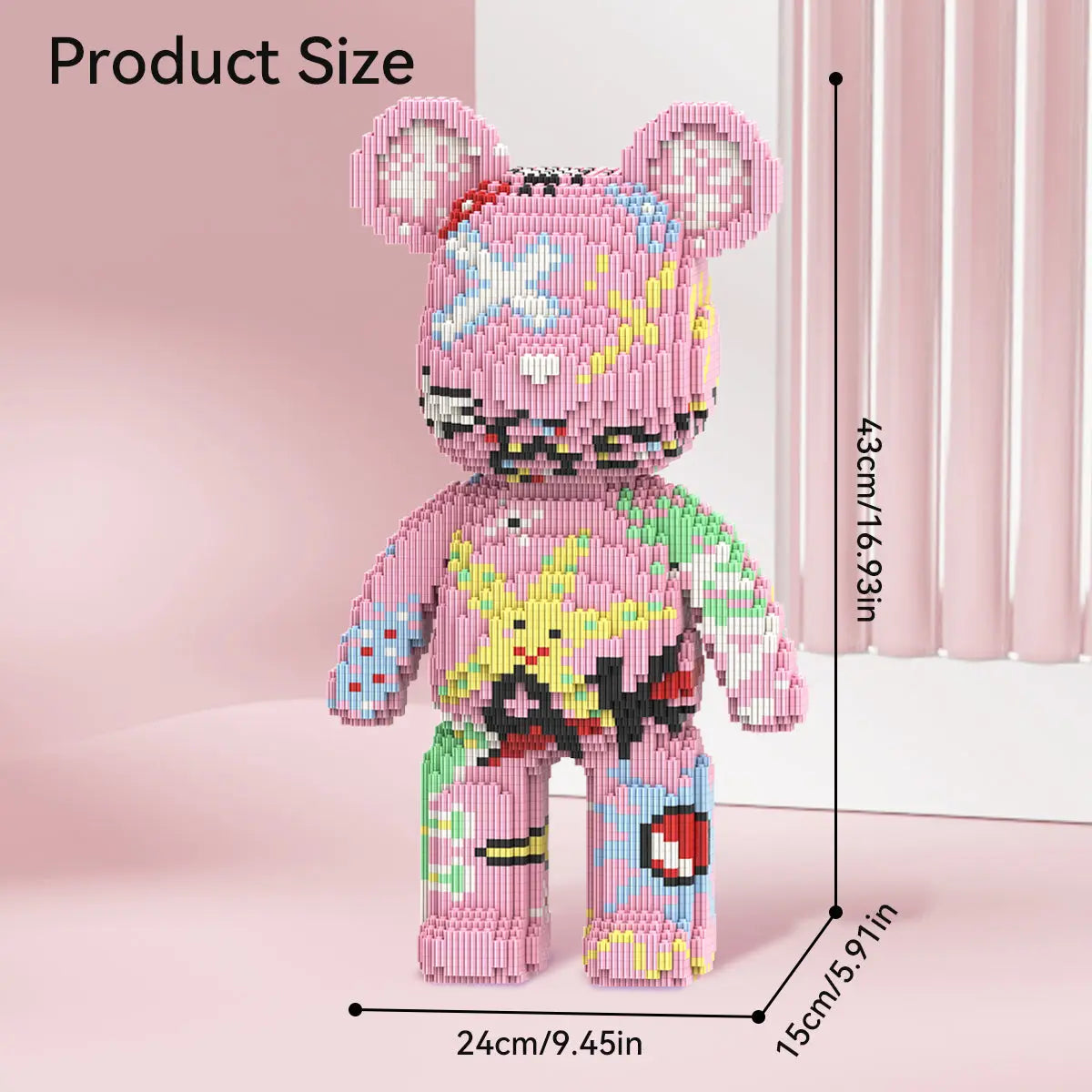 DAHONPA Pink Graffiti Art Bear Micro Building Blocks Set (5600 PCS) – DIY Street Art Collectible Figurine Toy for Kids & Adults DAHONPA