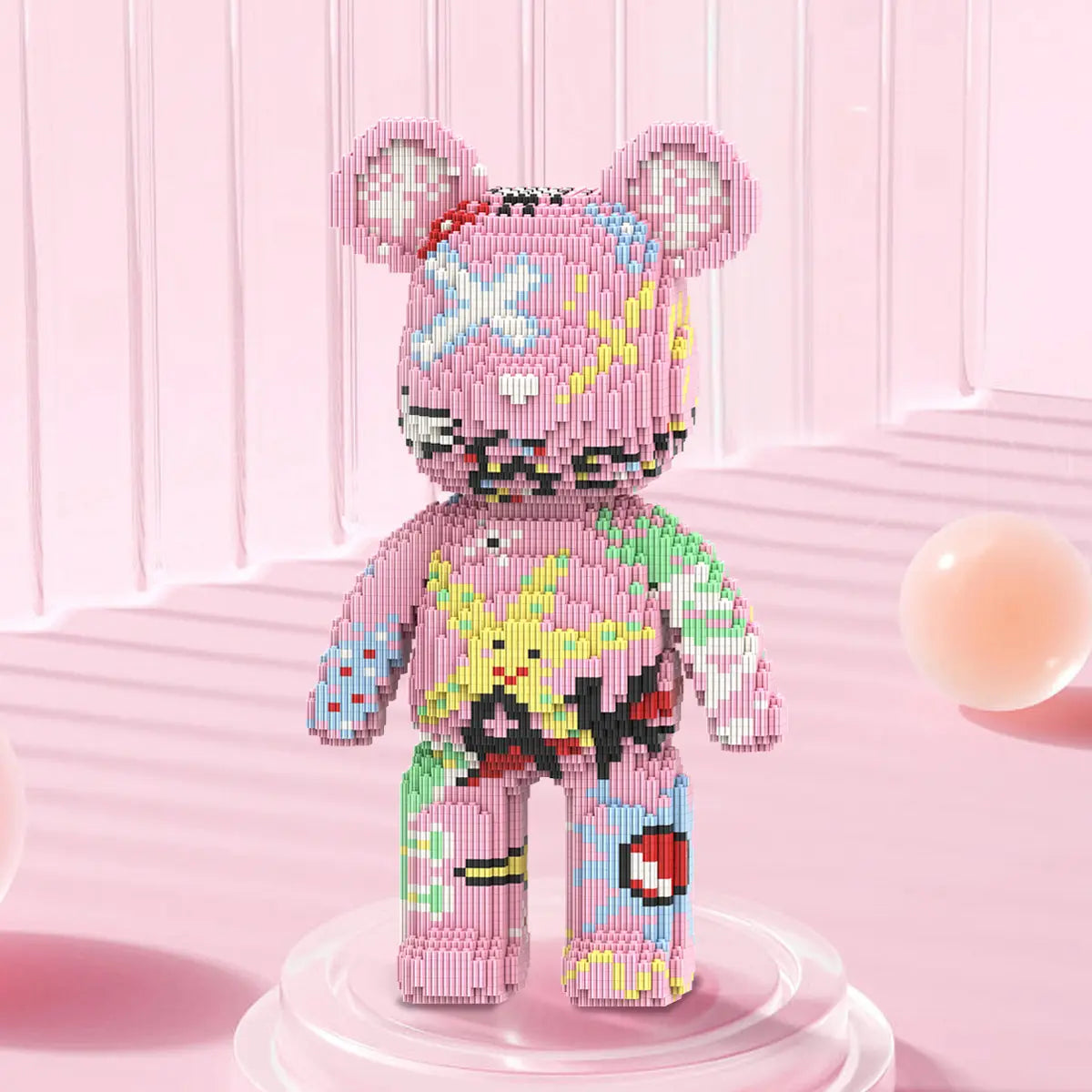 DAHONPA Animal Series Graffiti Pink Bear Brick Building Block Set, 5600 Pieces Micro Brick, Creative Home & Office Decor, Gift for Adults and Kids DAHONPA