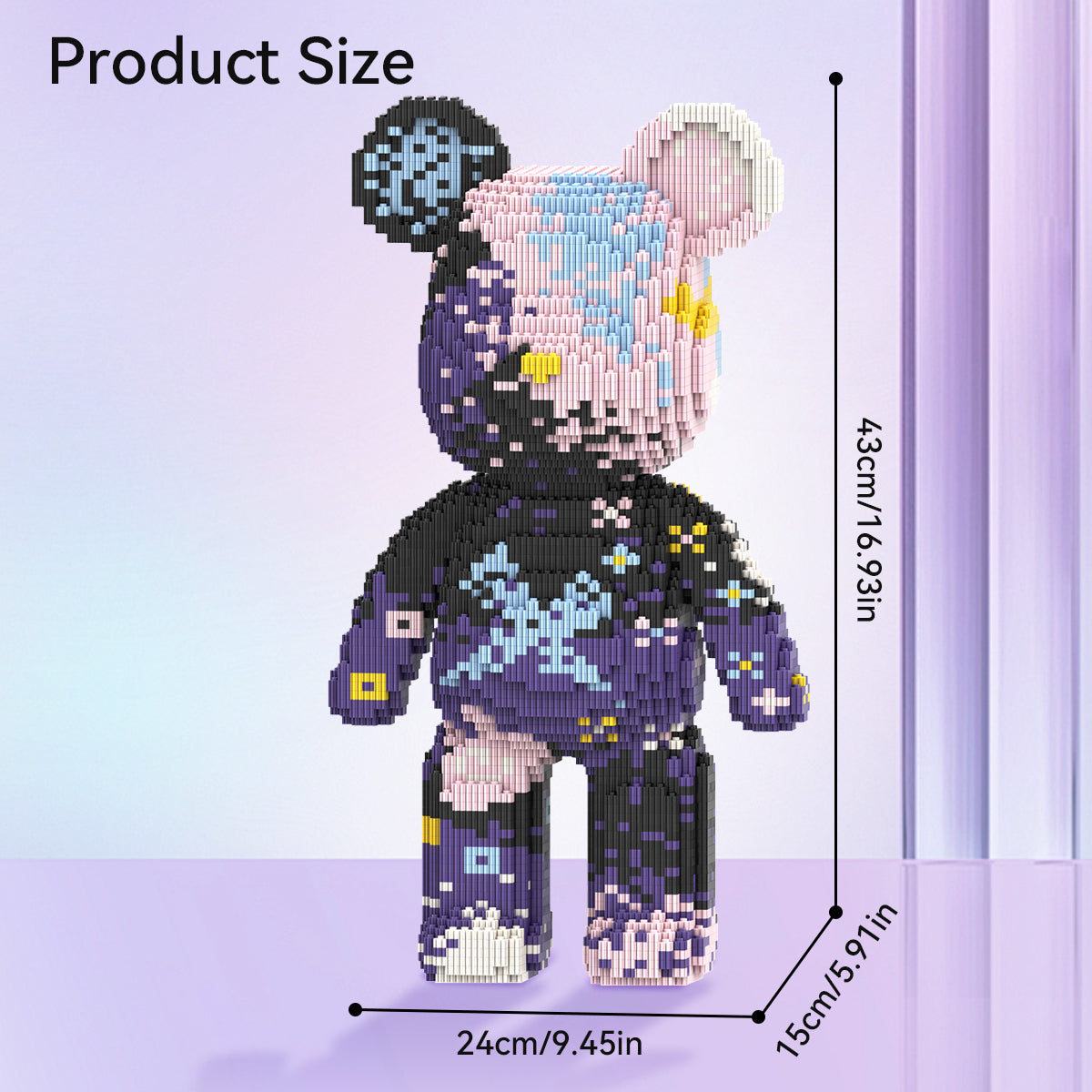 DAHONPA Animal Series Graffiti Purple Bear Brick Building Block Set, 5600 Pieces Micro Brick Sets, Model Decorate Gift for Boys & Girls