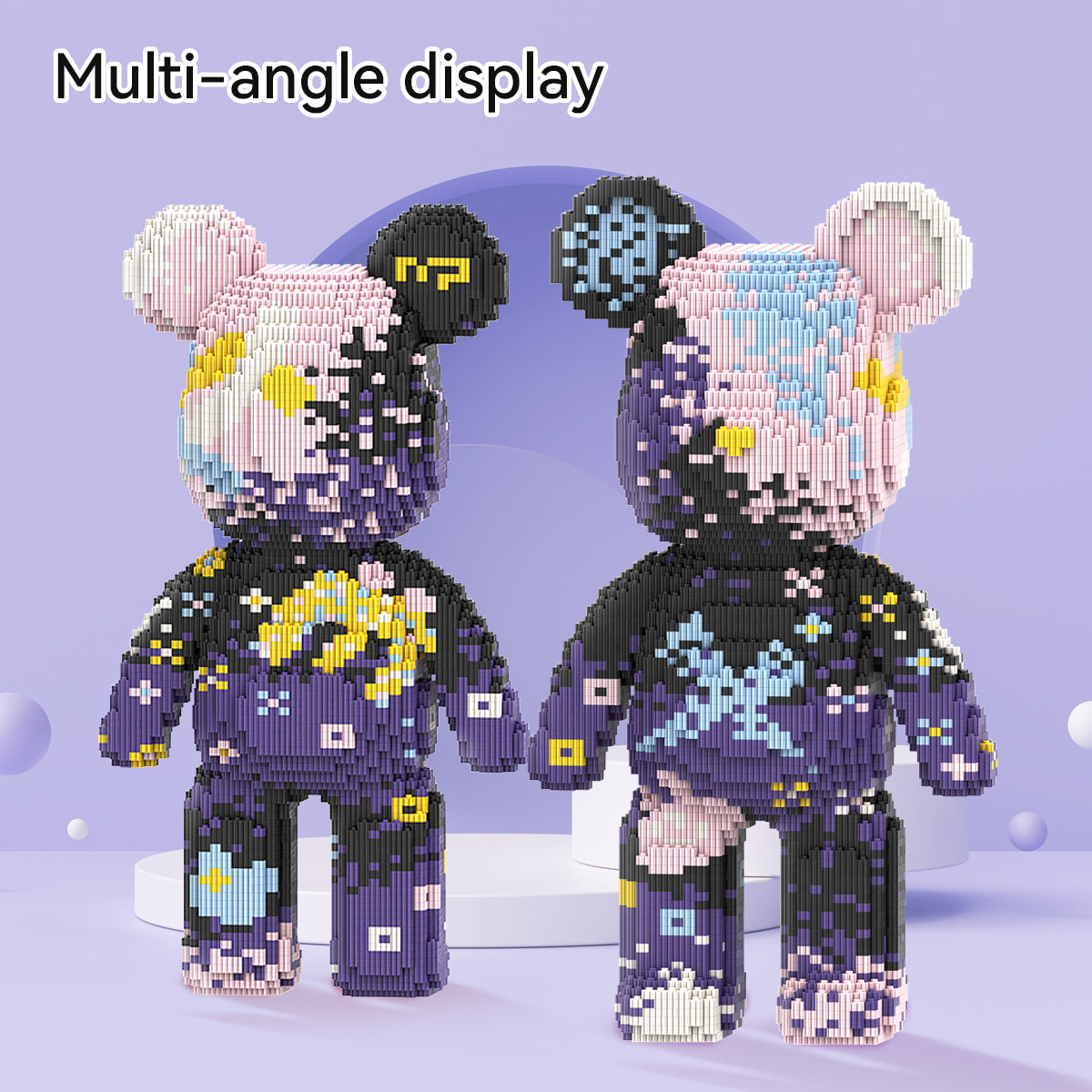 DAHONPA Animal Series Graffiti Purple Bear Brick Building Block Set, 5600 Pieces Micro Brick Sets, Model Decorate Gift for Boys & Girls