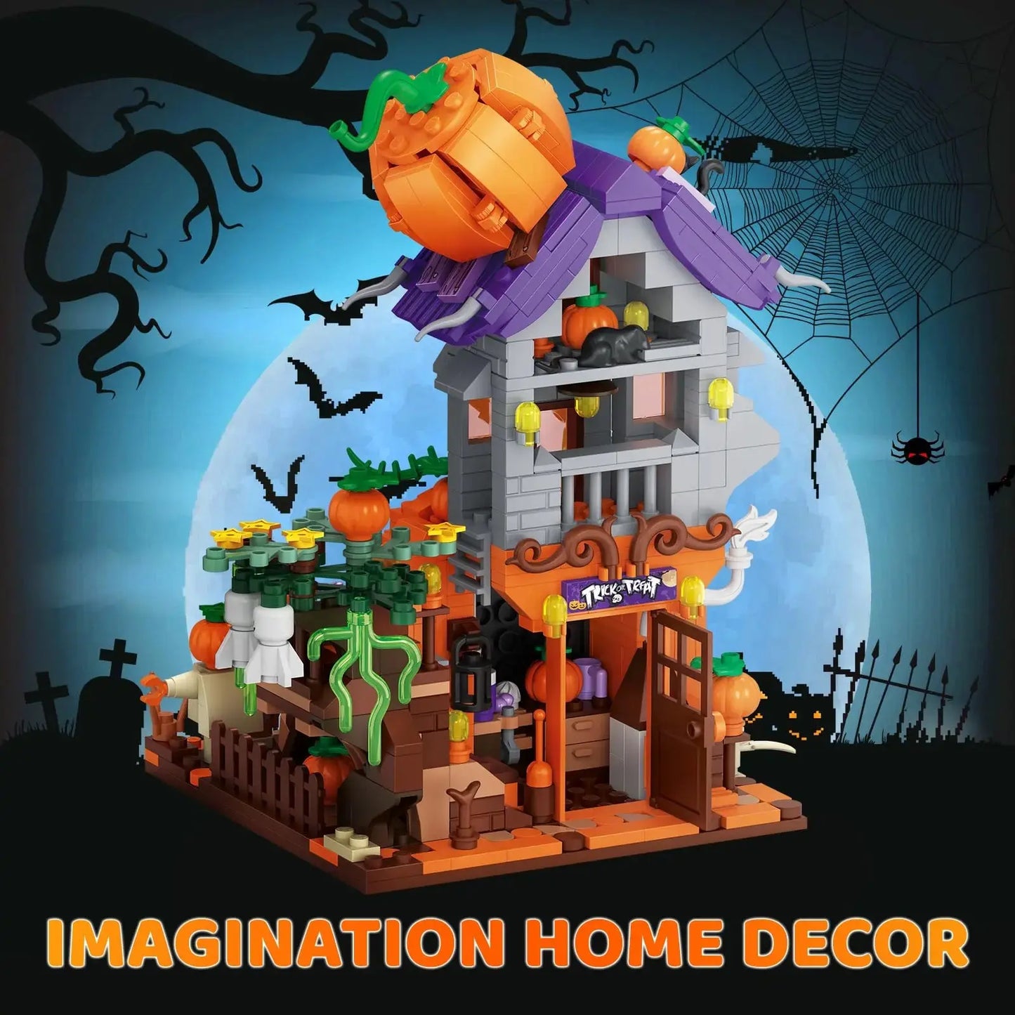DAHONPA Halloween Pumpkin House Building Blocks Toys with 762 Pieces DAHONPA