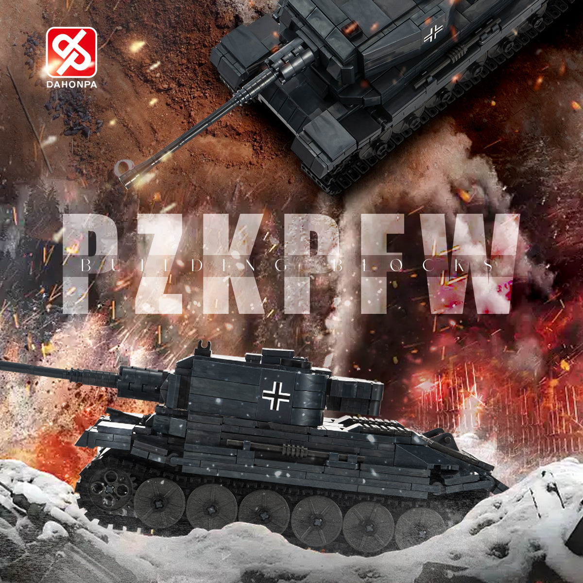 DAHONPA Military Series Tiger I Tank PzKpfw Ⅵ Building Blocks Set with 1150 Pieces