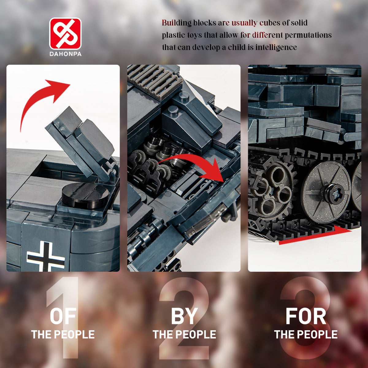 DAHONPA Military Series Tiger I Tank PzKpfw Ⅵ Building Blocks Set with 1150 Pieces
