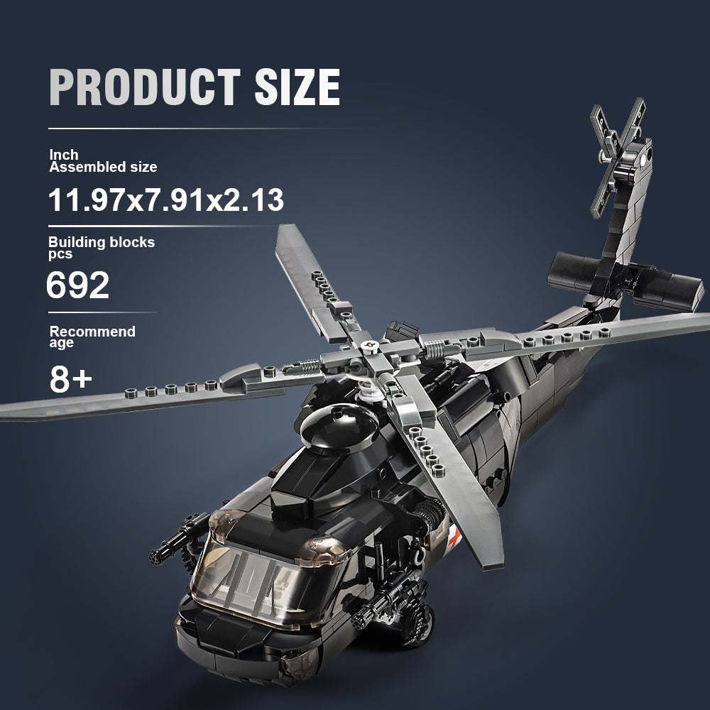DAHONPA Military Series UH-60 Black Hawk Helicopter Army Airplane Building Blocks Set with 700 Pieces