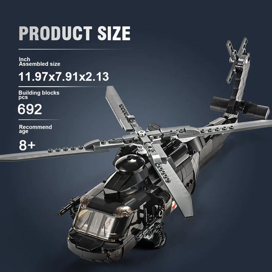 DAHONPA Military Series UH-60 Black Hawk Helicopter Army Airplane Building Blocks Set with 700 Pieces DAHONPA
