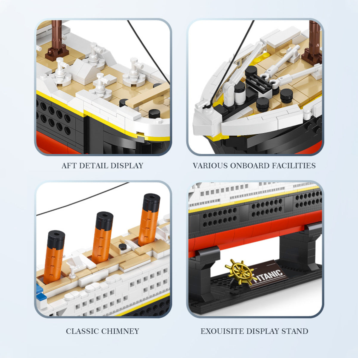 DAHONPA Titanic Model Micro Building Block Set, 1288 Pieces with Stand, Cruise Ship Titanic Model with Figures, Display and Collect Toy Gifts for Kid and Adult
