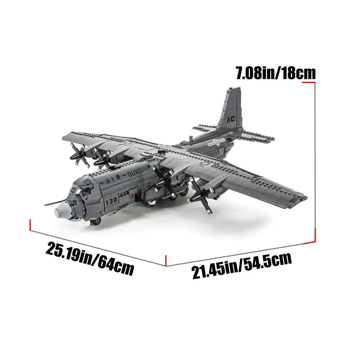 DAHONPA Military Series AC130 Aerial Gunboat Building Blocks Set with 1713 Pieces DAHONPA