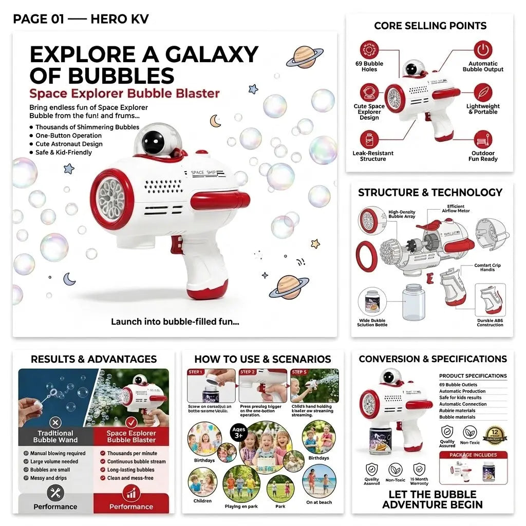 DAHONPA Space Adventure Astronaut Bubble Gun – Automatic Bubble Maker Machine for Kids & Outdoor Parties DAHONPA