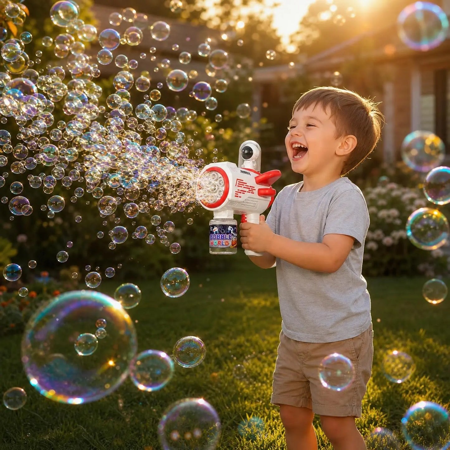 DAHONPA Automatic Astronaut Bubble Gun with LED Lights – Space-Themed Bubble Machine for Kids, Leak-Proof & Easy to Use DAHONPA