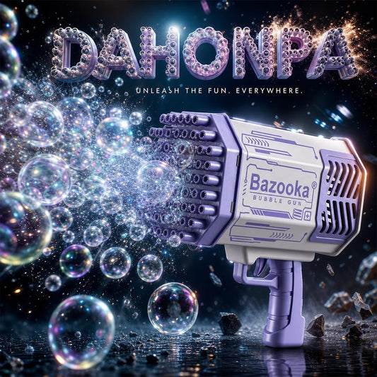 DAHONPA Electric Bazooka Bubble Blower for Kids – Rechargeable Bubble Machine Toy with Bubble Solution Included DAHONPA