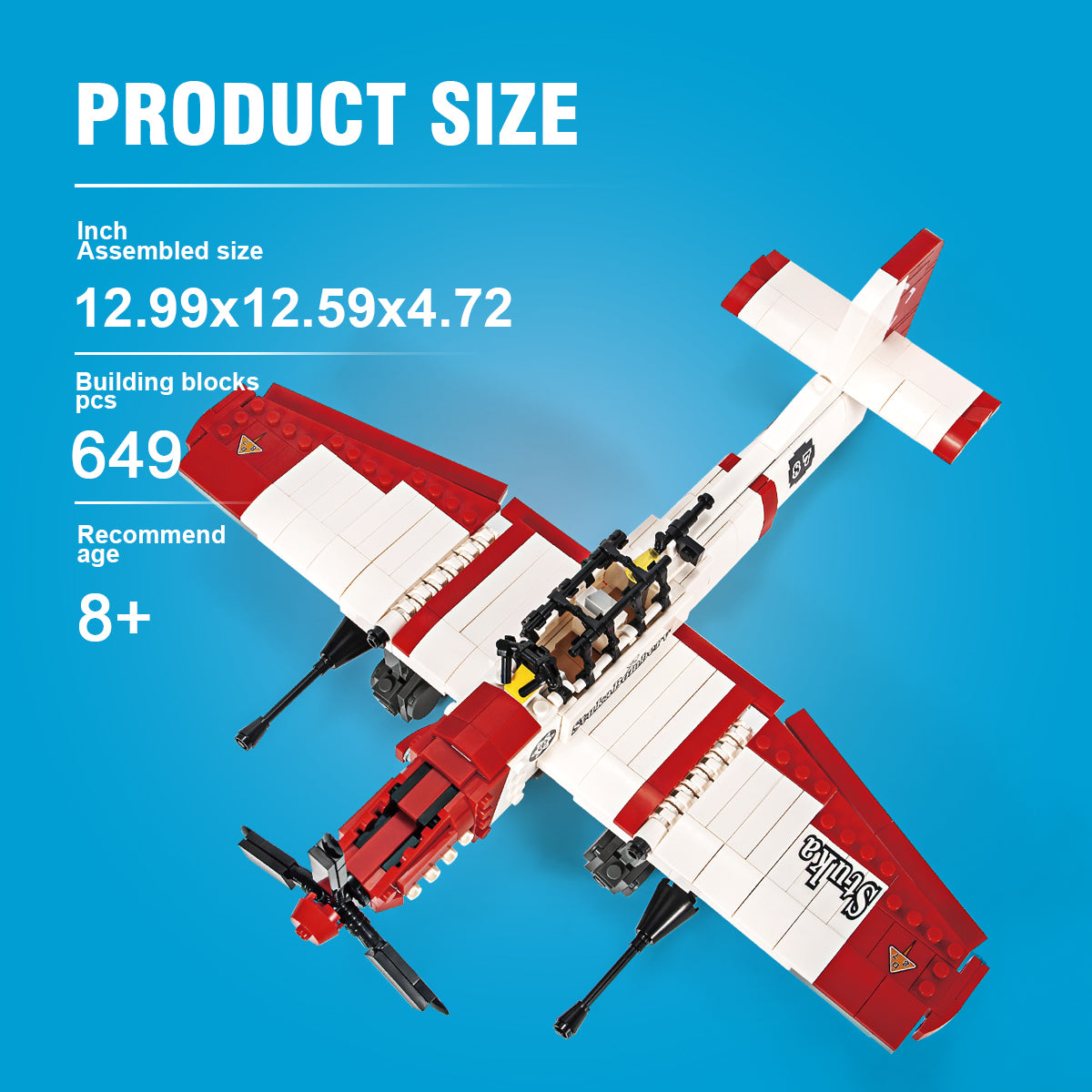 DAHONPA Military Series Stuka Bomber Army Airplane Building Blocks Set with 649 Pieces