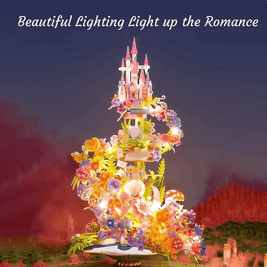 Wonderland Dream Flower Castle, S-shaped cascade of blossoms, light string, Collection Decoration Creative, gifts for girls/Kids/Adults