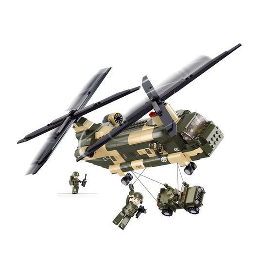 DAHONPA Transport Helicopter Military Army Airplane Building Bricks Set with 5 Figure, 520 Pieces Air-Force Build Blocks Toy, Gift for Kid and Adult.