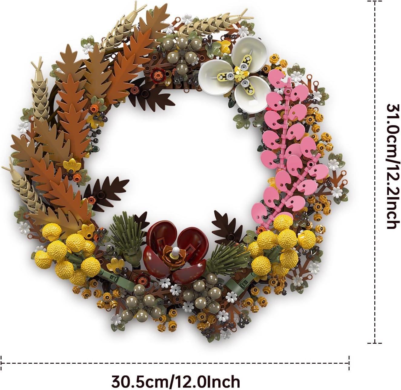 Christmas Wreath Mini Building Blocks Set with 1038 Pcs, dried flower wreath, Toys Christmas Collection Decoration Creative