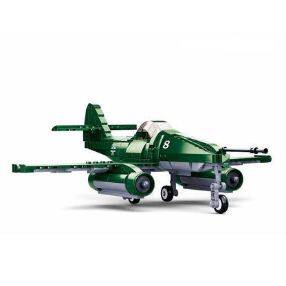 DAHONPA ME-262 型喷气式军事陆军战斗机积木套装，含 1 个人物，338 块空军积木玩具，送给儿童和成人的礼物。 