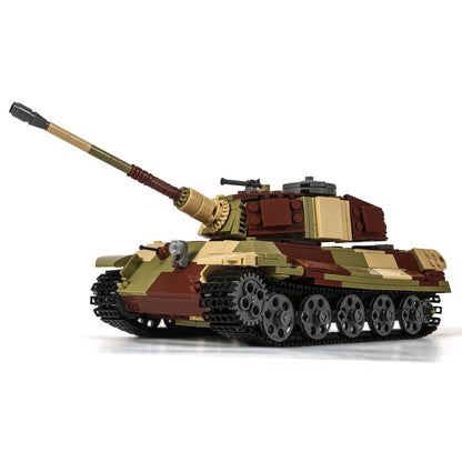 DAHONPA Tiger II 陆军坦克积木（900+ 件），二战军事历史收藏坦克模型，带 4 个士兵人物，儿童和成人玩具礼物