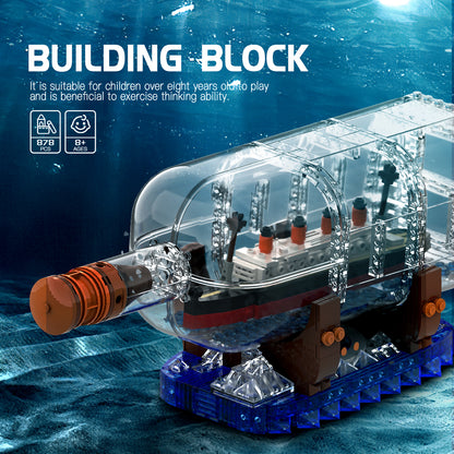 DAHONPA Ship Series Titanic Ship in a Bottle Building Blocks Set with 878 Pieces