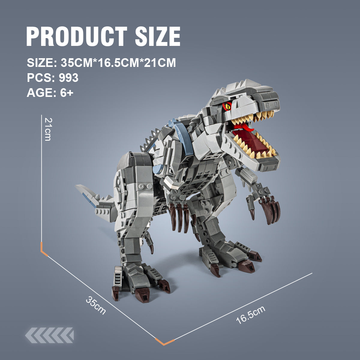 DAHONPA Dinosaur Series Tyrannosaurus Model Building Block Set, with 993 Pieces, Building Blocks Toys Gifts for Kids and Adults