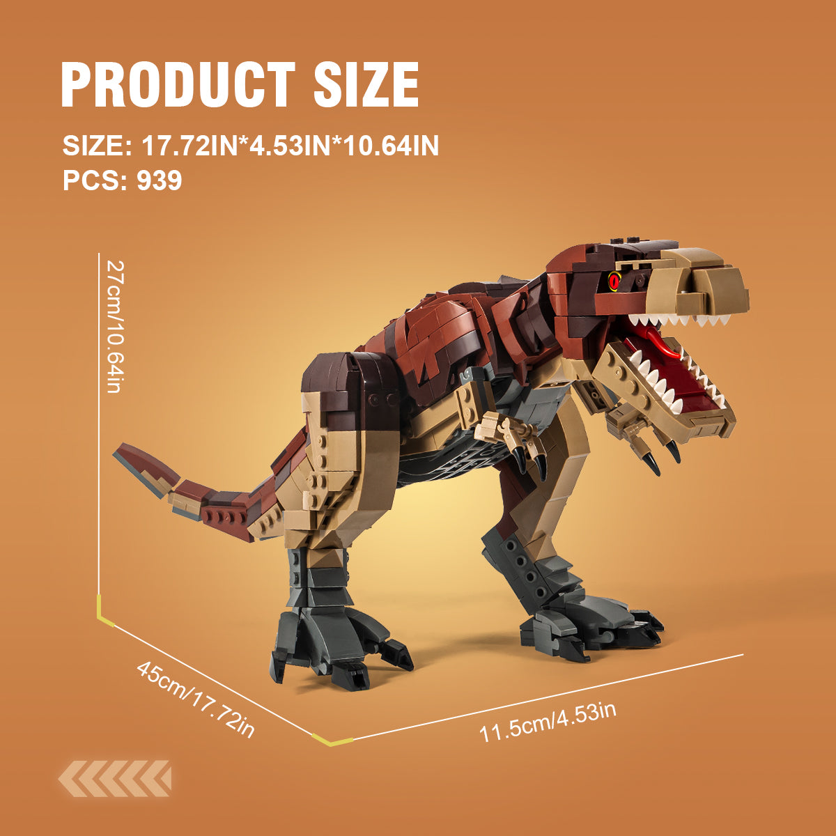 DAHONPA Dinosaur Series Tyrannosaurus Model Building Block Set, with 939 Pieces, Building Blocks Toys Gifts for Kids and Adults