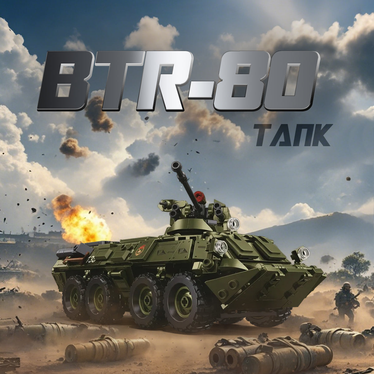 DAHONPA BTR-80AS Infantry Fighting Vehicle Building Blocks Set |2-in-1 Military Model Kit