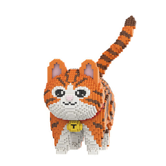 DAHONPA Animal Bell Orange Striped Cat Cute Micro Building Blocks Set（6665PCS）, Creative Home & Office Decor, Gift for Adults and Kids