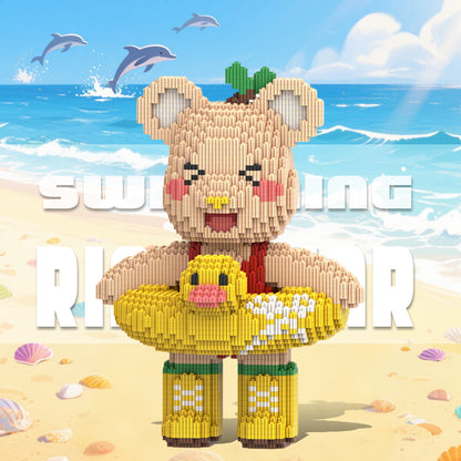 DAHONPA Swimming Ring Bear Brick Micro Building Blocks (4300 PCS), Bearbricks Set Creative Home & Office Decor, Gift for Adults and Kids
