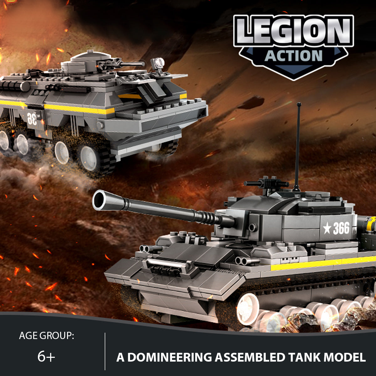 DAHONPA Heavy Tank Building Blocks Set | Modern Main Battle Tank Model Kit