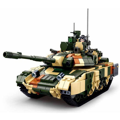 DAHONPA T-90MS 坦克陆军积木（758 件），二战军事历史收藏模型，带 2 个士兵人物，适合儿童和成人的玩具礼物。 