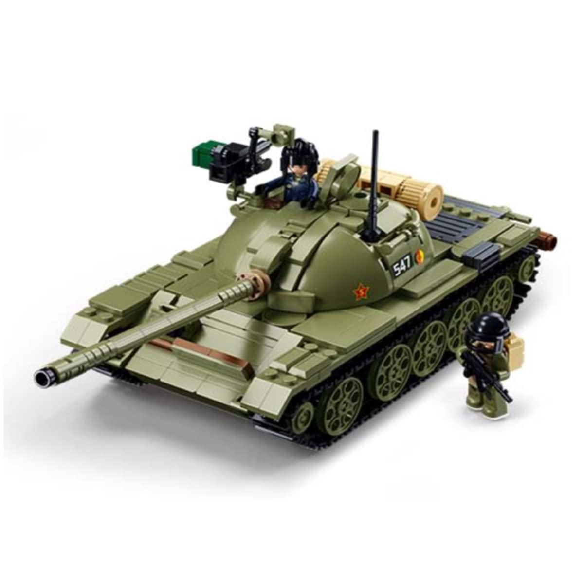 DAHONPA T-54S 中型坦克陆军积木（604 件），二战军事历史收藏模型，带 2 个士兵人物，儿童和成人玩具礼物。 