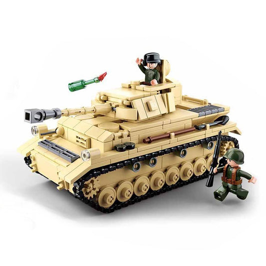 DAHONPA Panzer-IV 坦克小型陆军积木（543 件），二战军事历史收藏模型，带 3 个士兵人物，儿童和成人玩具礼物。 