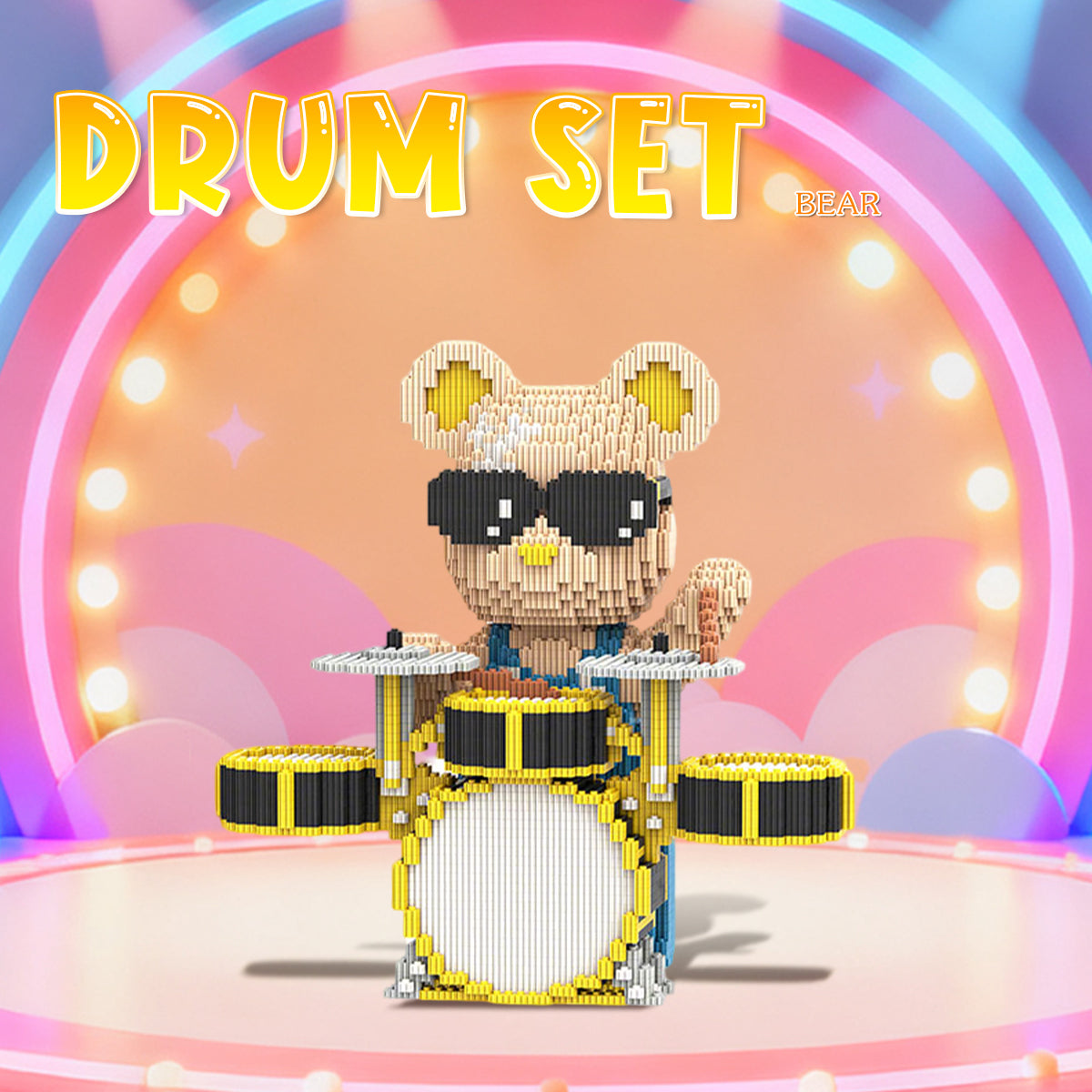 DAHONPA Drummer Bear Micro Building Blocks Set (6850 PCS) – DIY Music Bearbrick Toy for Kids & Adults
