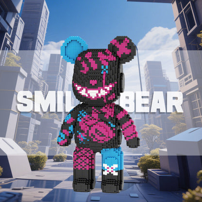 DAHONPA Dark Pink & Blue Graffiti Bear Micro Building Blocks Set (5450 PCS) – DIY Edgy Trendy Collectible Figurine Toy for Kids & Adults