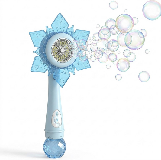 DAHONPA Rechargeable Snowflake Bubble Wand - Magical Bubble Blower Toy with Battery & Bubble Solution for Kids Outdoor Summer Play