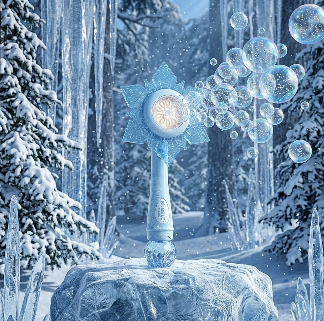 DAHONPA Rechargeable Snowflake Bubble Wand - Magical Bubble Blower Toy with Battery & Bubble Solution for Kids Outdoor Summer Play