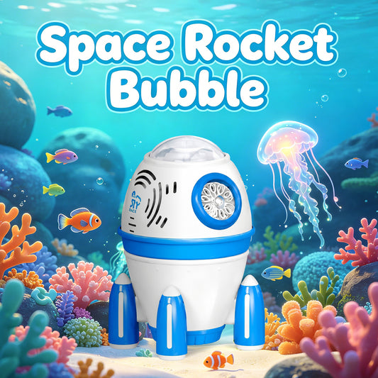 Dahonpa Space Rocket Bubble Machine for Kids – Handheld Electric Bubble Toy with Automatic Bubble Blower, Colorful Light Effects, Safe Plastic, Indoor & Outdoor Fun