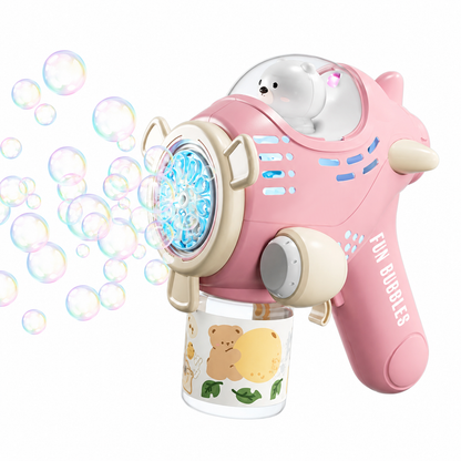 DAHONPA Astronaut Bear Bubble Gun - Portable Pink Space-Themed Toy for Kids, Electric Bubble Maker with Light & Sound for Outdoor Play, Fun Birthday Gift