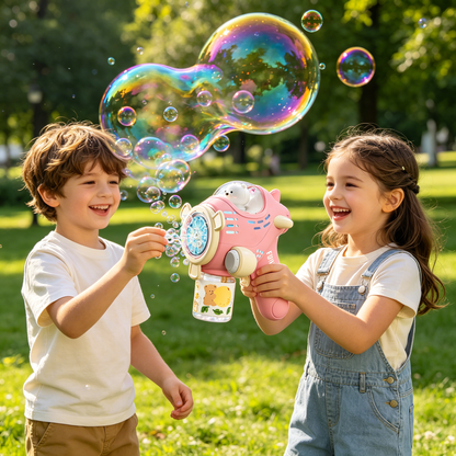 DAHONPA Astronaut Bear Bubble Gun - Portable Pink Space-Themed Toy for Kids, Electric Bubble Maker with Light & Sound for Outdoor Play, Fun Birthday Gift