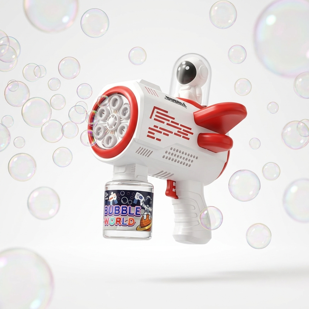 DAHONPA Automatic Astronaut Bubble Gun with LED Lights – Space-Themed Bubble Machine for Kids, Leak-Proof & Easy to Use