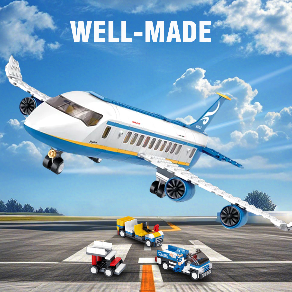 DAHONPA City Passenger Airplane Building Set, Airport Helicopters Plane Building Block Toy, Planes Model Toys Gifts for Kids Boys Girls