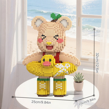 DAHONPA Swimming Ring Bear Brick Micro Building Blocks (4300 PCS), Bearbricks Set Creative Home & Office Decor, Gift for Adults and Kids