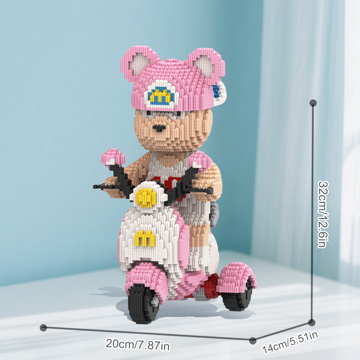 DAHONPA Pink Scooter Bear Micro Building Blocks Set (6800 PCS) – DIY Creative Bearbrick Toy for Kids & Adults