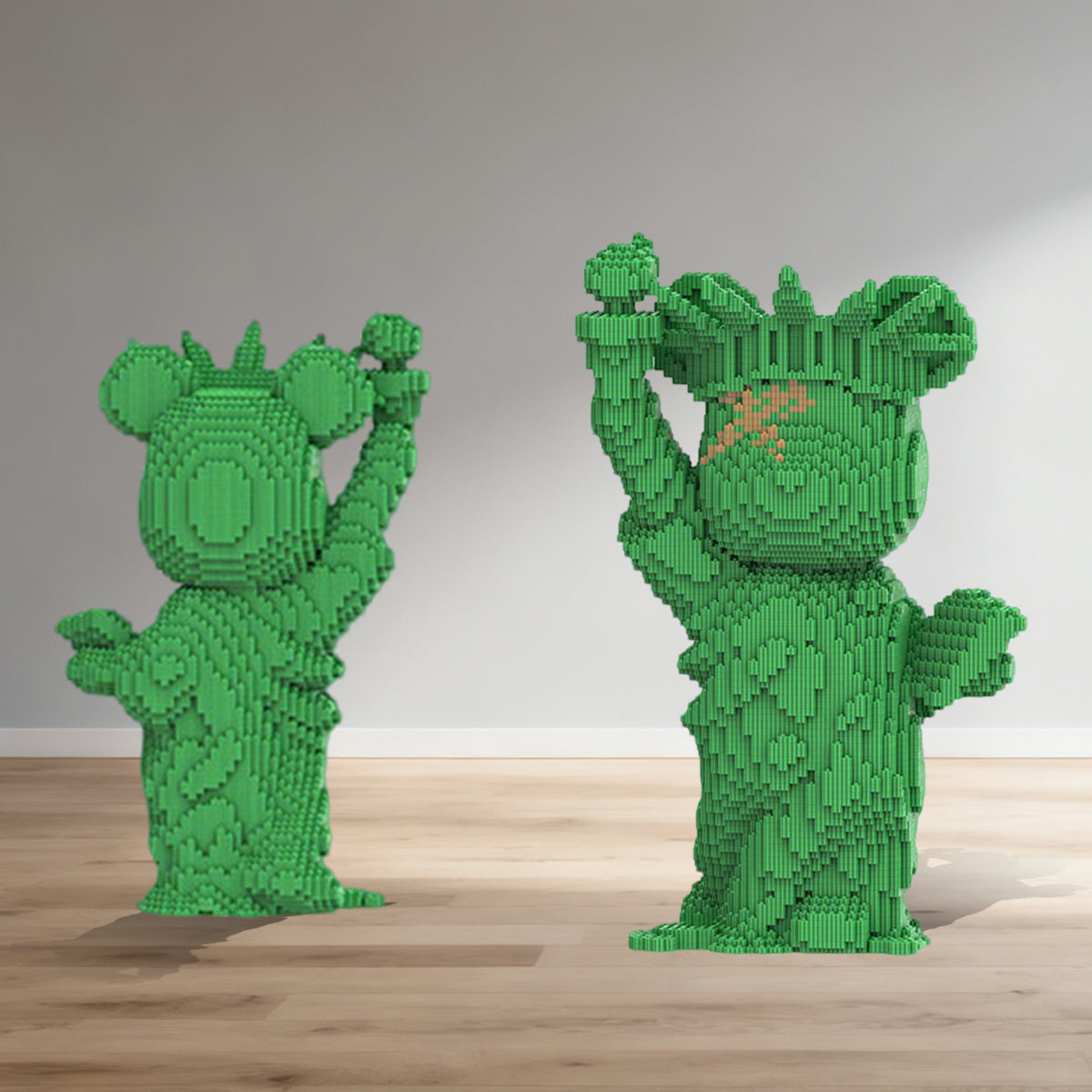 DAHONPA Classic Green Patina Liberty Bear Micro Building Blocks Set (6750 PCS) – DIY Retro Art Trendy Collectible Figurine for Kids & Adults