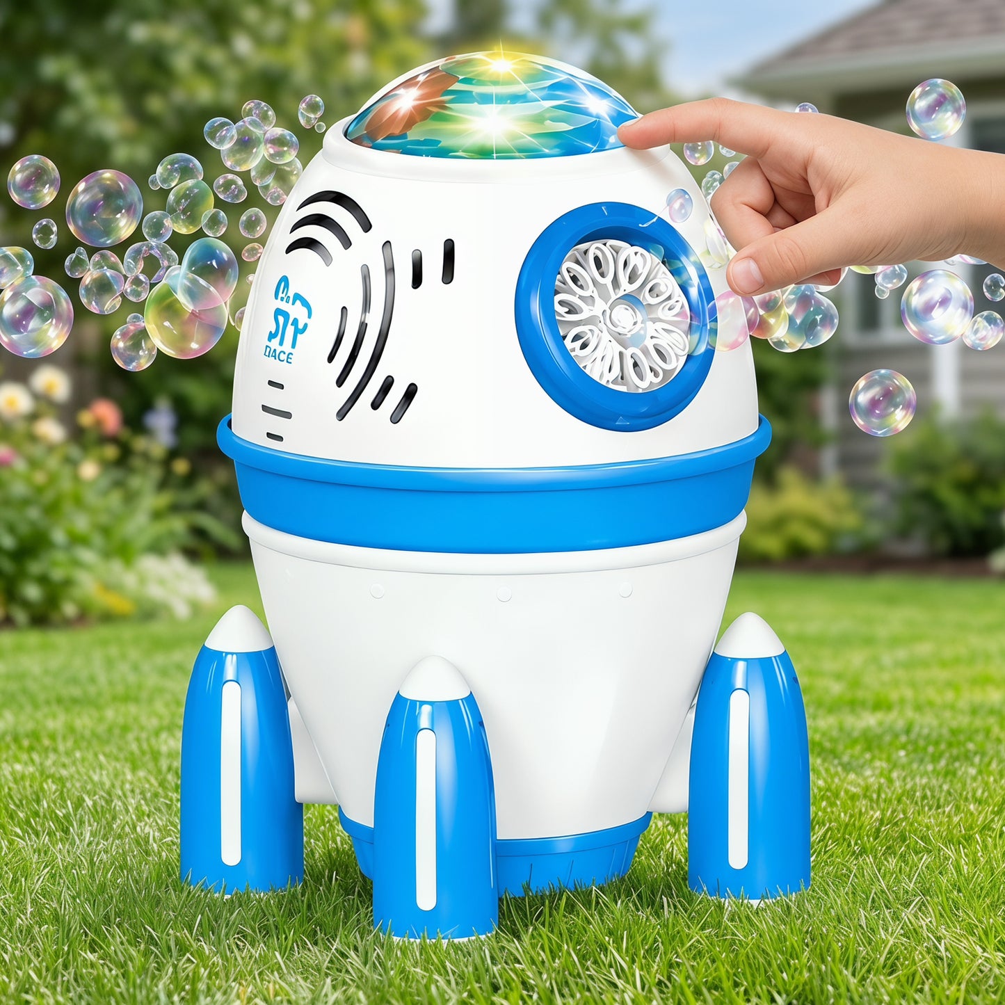 Dahonpa Space Rocket Bubble Machine for Kids – Handheld Electric Bubble Toy with Automatic Bubble Blower, Colorful Light Effects, Safe Plastic, Indoor & Outdoor Fun