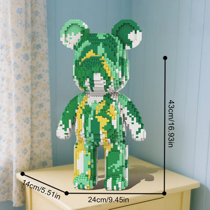 DAHONPA Chinese Style Green Splash Ink Bear Micro Building Blocks Set (6400 PCS) – DIY Oriental Art Trendy Collectible Figurine Toy for Kids & Adults