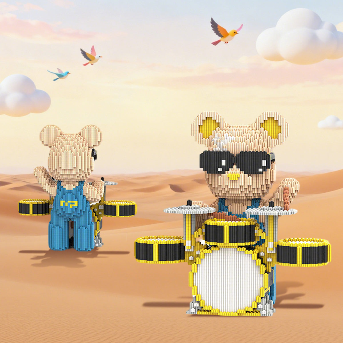 DAHONPA Drummer Bear Micro Building Blocks Set (6850 PCS) – DIY Music Bearbrick Toy for Kids & Adults